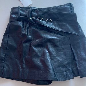 Black Snake Leather Skort
